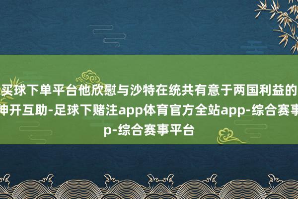 买球下单平台他欣慰与沙特在统共有意于两国利益的方面伸开互助-足球下赌注app体育官方全站app-综合赛事平台