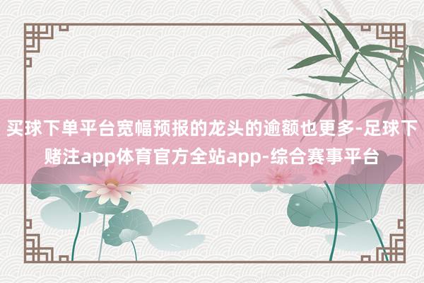 买球下单平台宽幅预报的龙头的逾额也更多-足球下赌注app体育官方全站app-综合赛事平台
